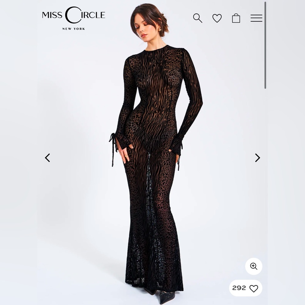 Miss Circle Waylynn Burnout Velvet Detail Mesh Backless Maxi Dress